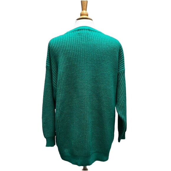 VTG Y2K Venezia Vitale Sweater Size Large Green Knit Chunky Thick Knit Long - Picture 5 of 12